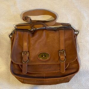 Fossil Brand Brown Leather Messenger Bag